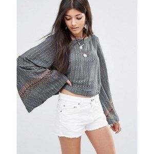 Free People Crop Top with Bell Sleeves - Stars Align
